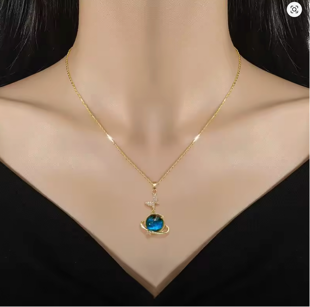Women Planet Moon Astronaut Pendant Necklace