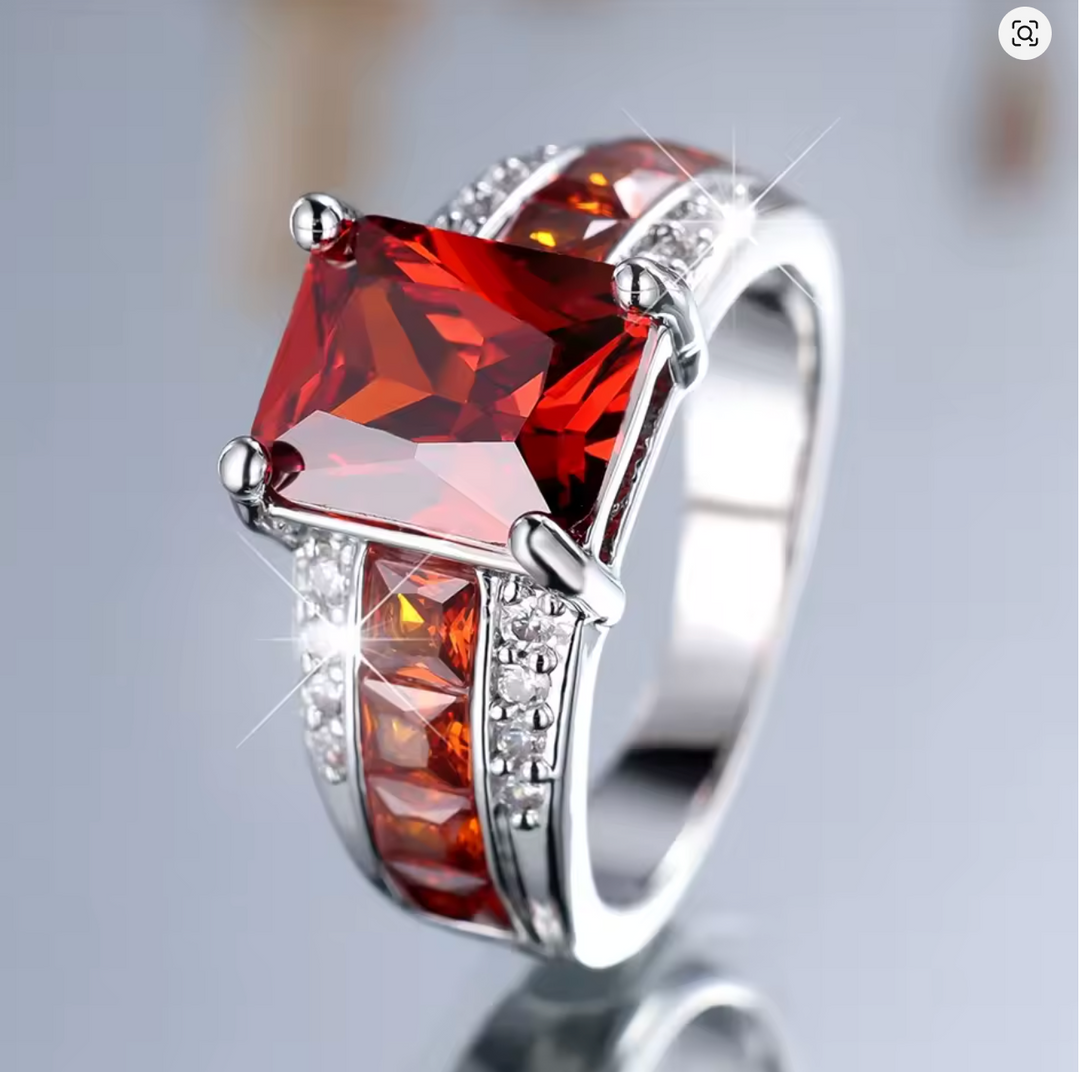 Silver Ruby Split-Shank Ring