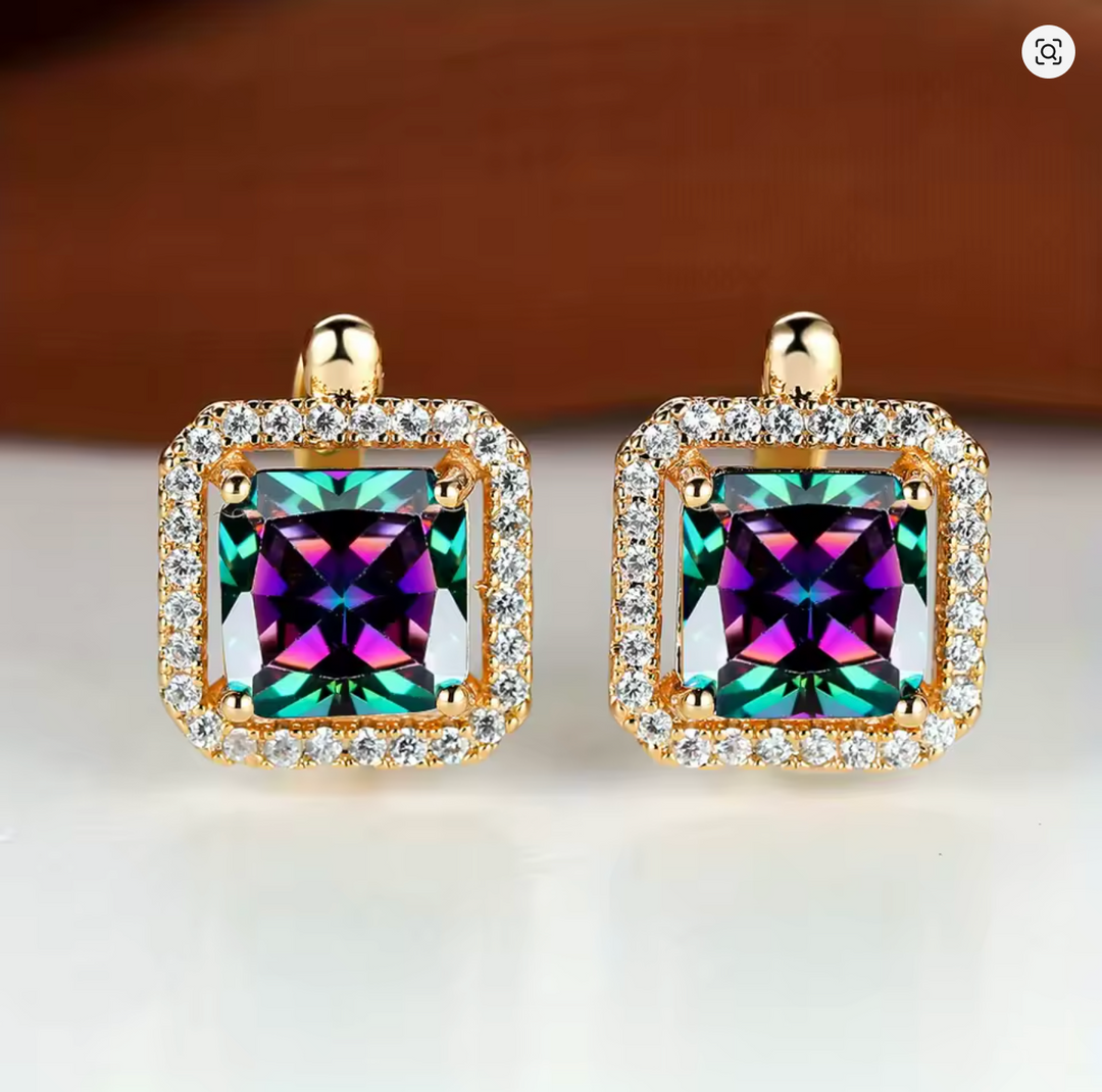 Zircon Hoop Earrings Crystal Birthstone Earrings