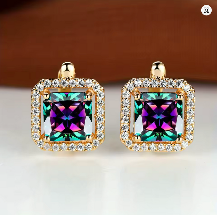 Zircon Hoop Earrings Crystal Birthstone Earrings