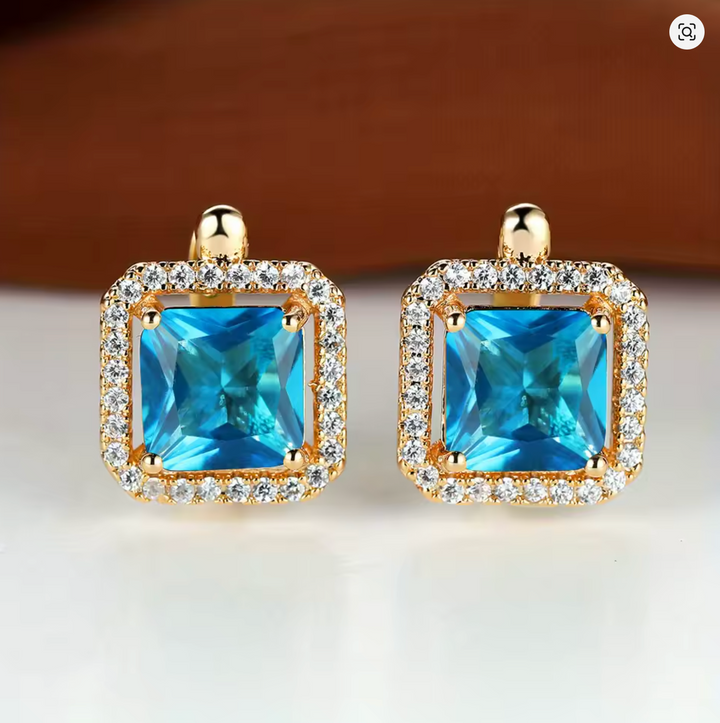 Zircon Hoop Earrings Crystal Birthstone Earrings
