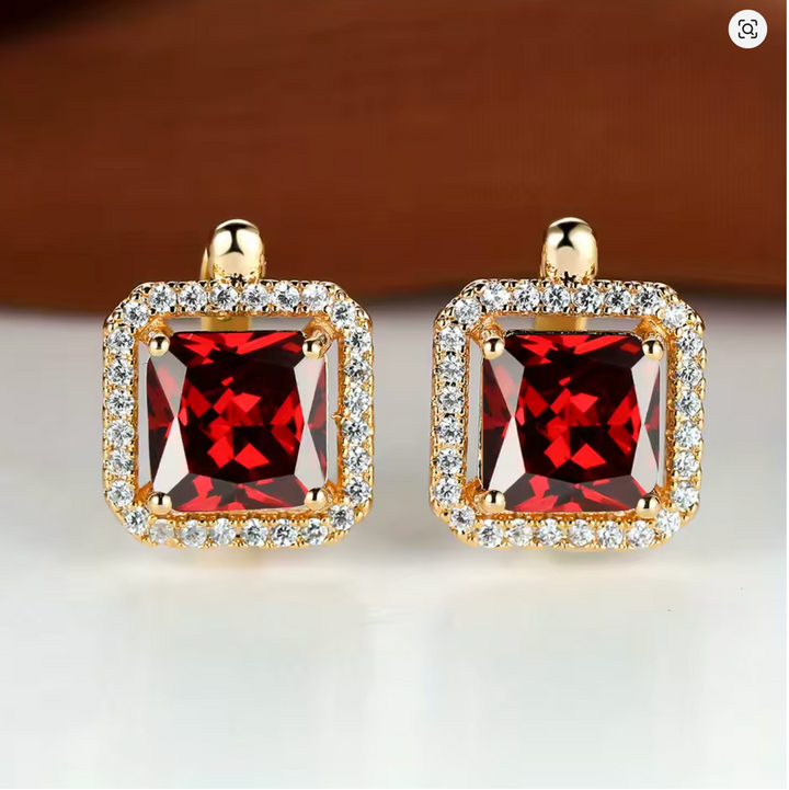 Zircon Hoop Earrings Crystal Birthstone Earrings