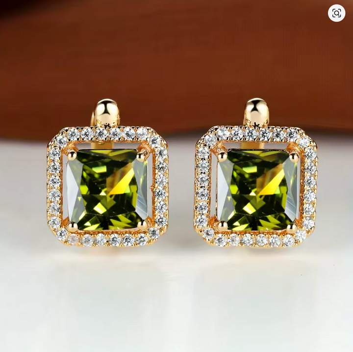 Zircon Hoop Earrings Crystal Birthstone Earrings