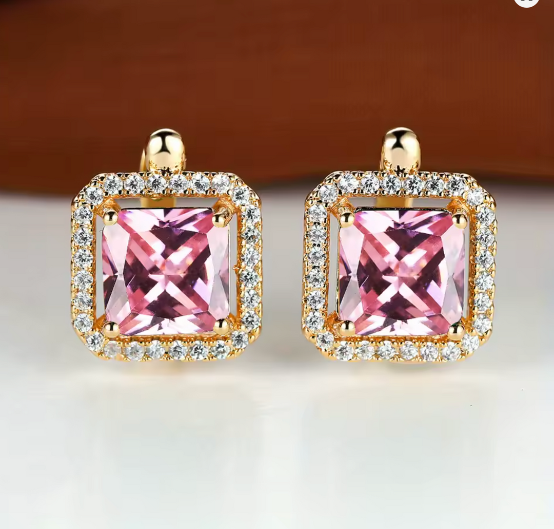 Zircon Hoop Earrings Crystal Birthstone Earrings
