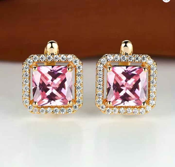 Zircon Hoop Earrings Crystal Birthstone Earrings