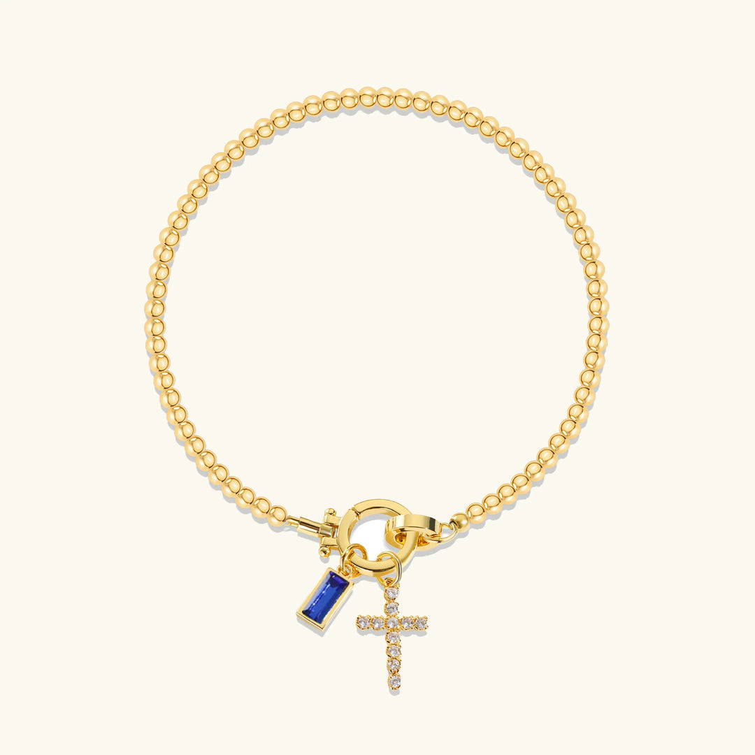 Amalia Birthstone Cross Bracelet