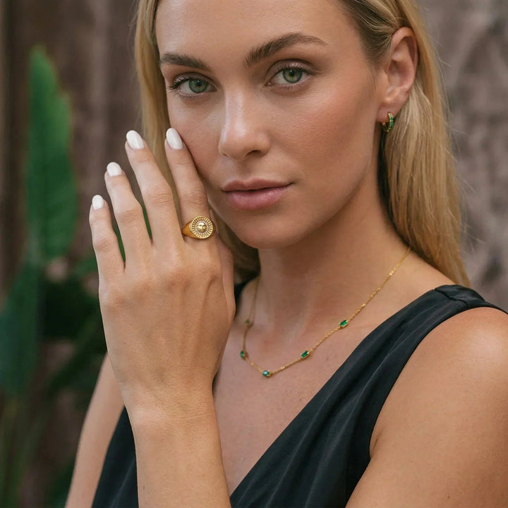Solari Sunface Gold Ring
