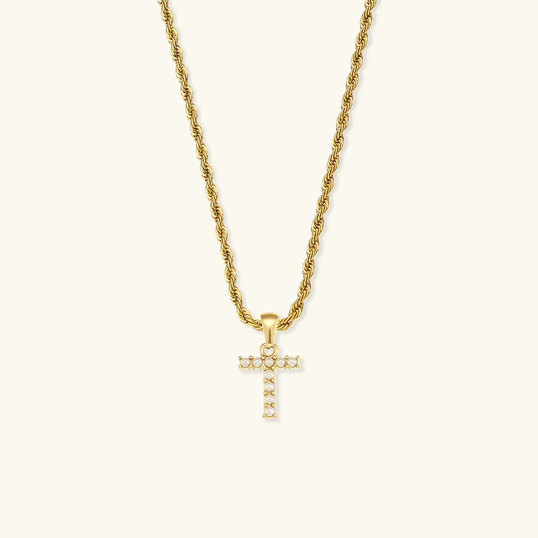 Elodie Initial Letter Pearl Necklace