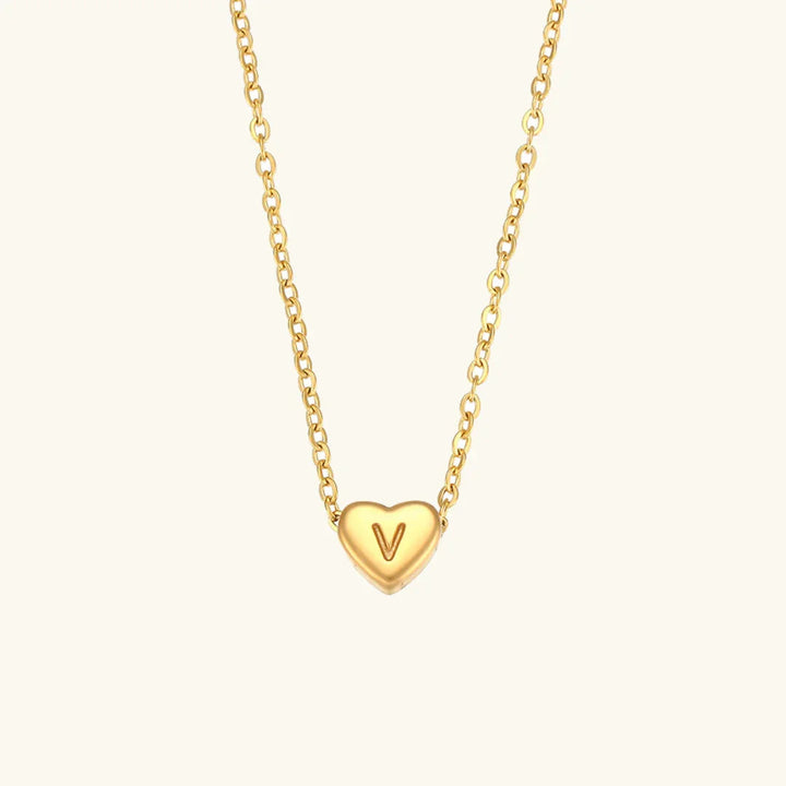 Heart Initial Gold Necklace