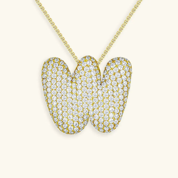 Bubble Initial Diamond Necklace