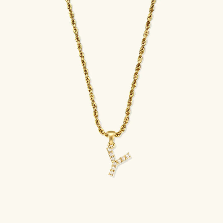 Elodie Initial Letter Pearl Necklace