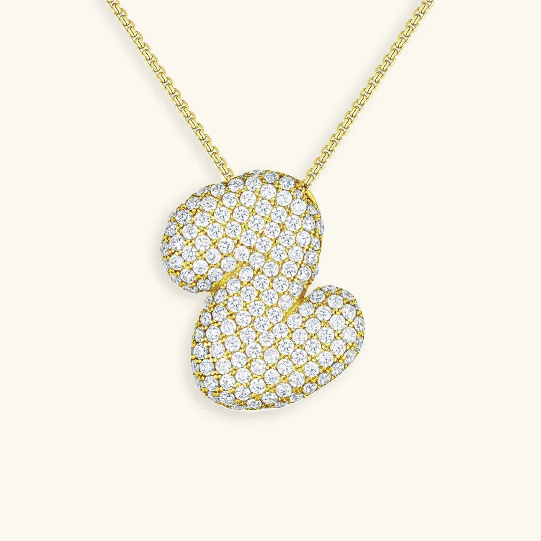 Bubble Initial Diamond Necklace
