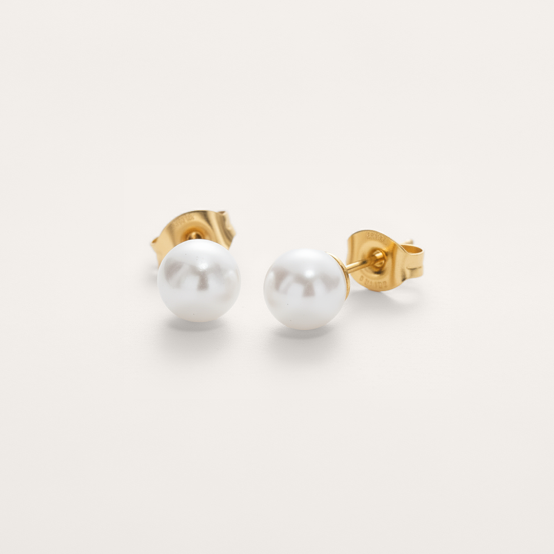 Classic White Pearl Bead Hypoallergenic Earrings
