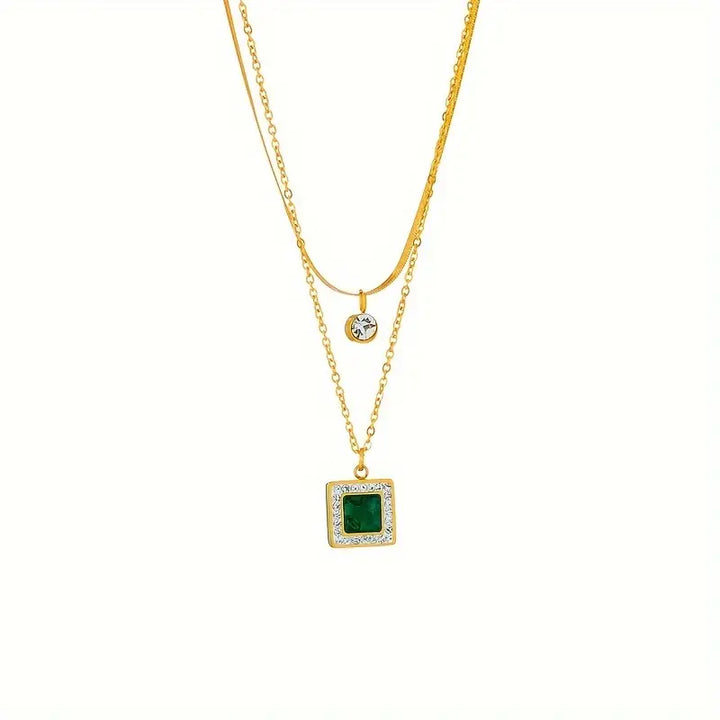 Gold Emerald Layered Necklace