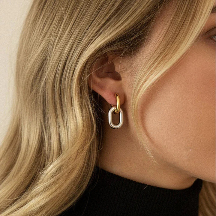 Pippa Two Tone Double Hoops