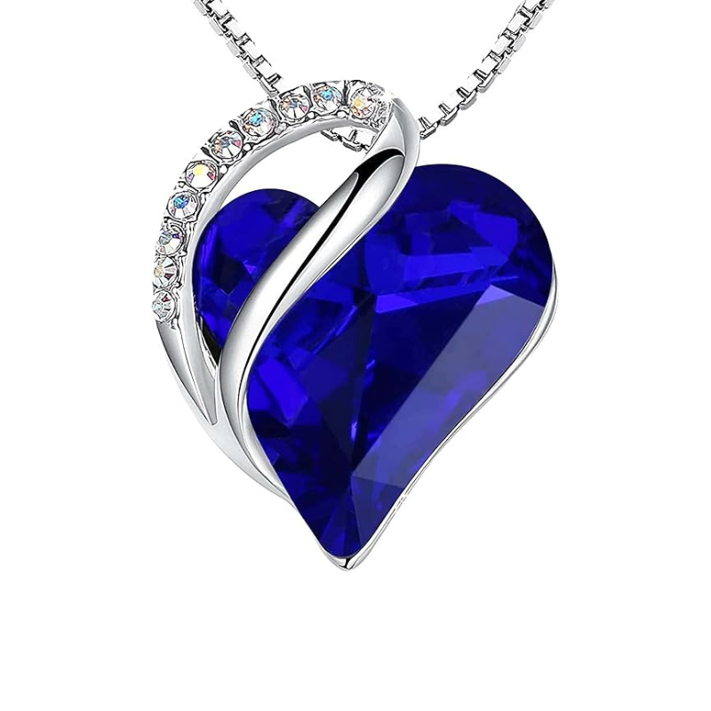 Silver Sapphire Heart Necklace