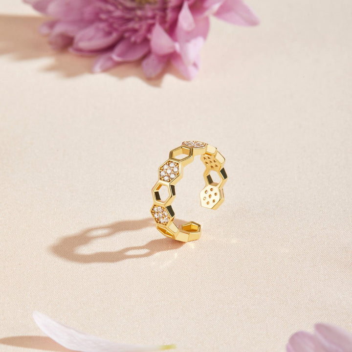Gold Geometric Open Ring