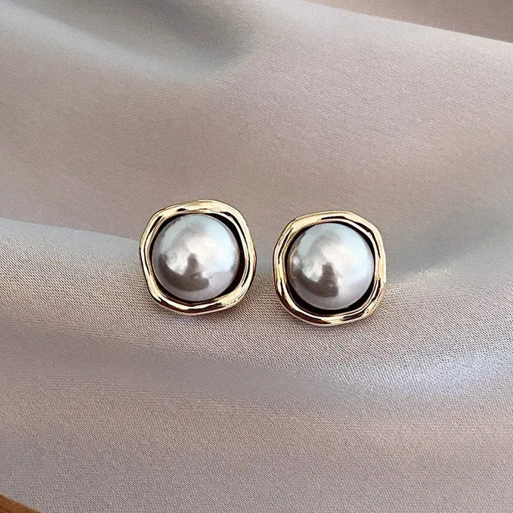 Gold Pearl Stud Earrings