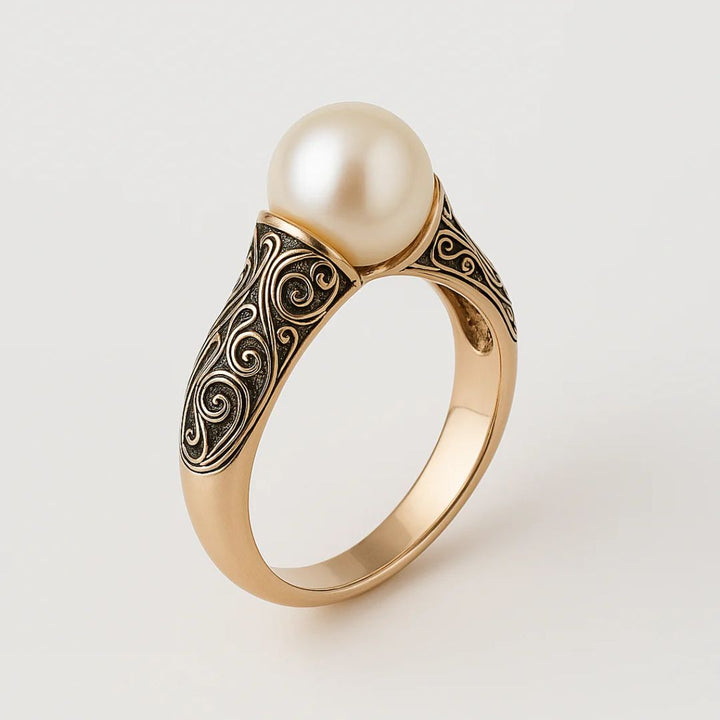 Gold Filigree Pearl Ring