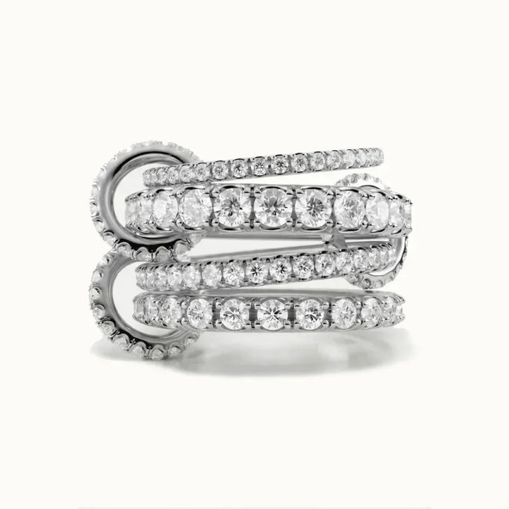 Hallie Stacked Diamond Silver Ring