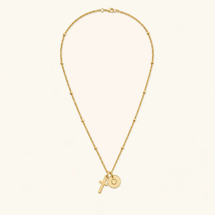 Selah Cross Initial Gold Necklace