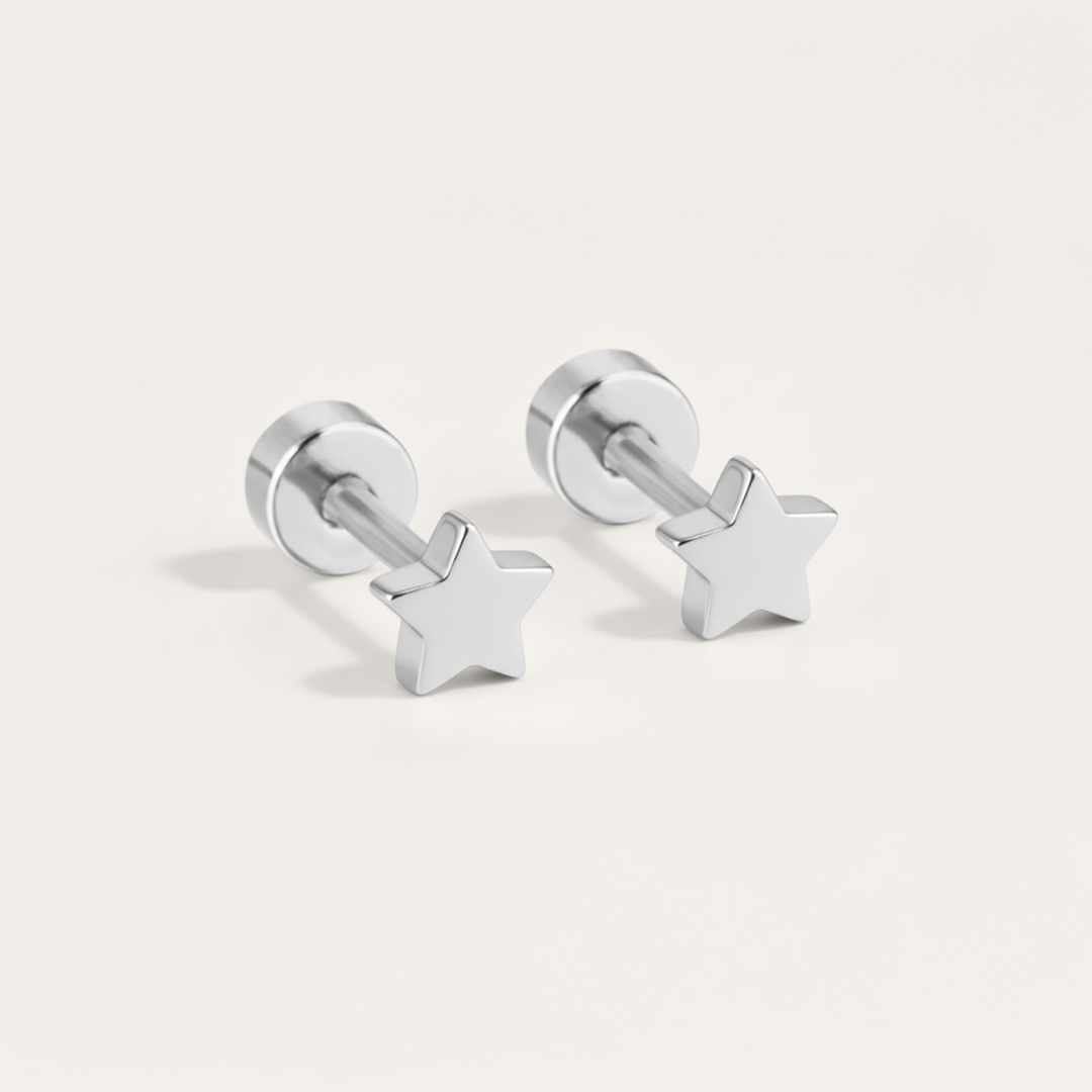 Star Hypoallergenic Flat Back Stud Earring